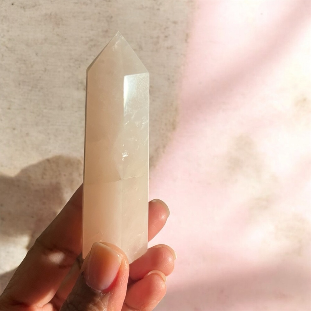 Rose Quartz Point Crystal Tower - Soft Pink